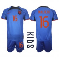 Maglie da calcio Olanda Tyrell Malacia #16 Seconda Maglia Bambino Mondiali 2022 Manica Corta (+ Pantaloni corti)